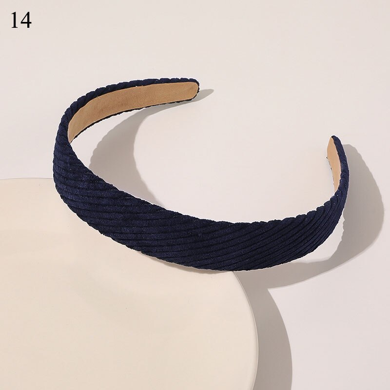 1Pc Corduroy Vrouwen Hoofdband Plaid Gestreepte Bloemen Printing Brede Hoofdband Vintage Stretch Tulband Haarband Vrouwelijke Hoofd Hoepel: 14