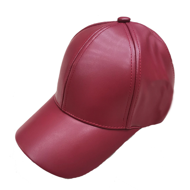 Damer og menn hatt pu skinn baseballcaps visir lys brett solid herre hiphop-caps utendørs solhatt justerbare sportscapser