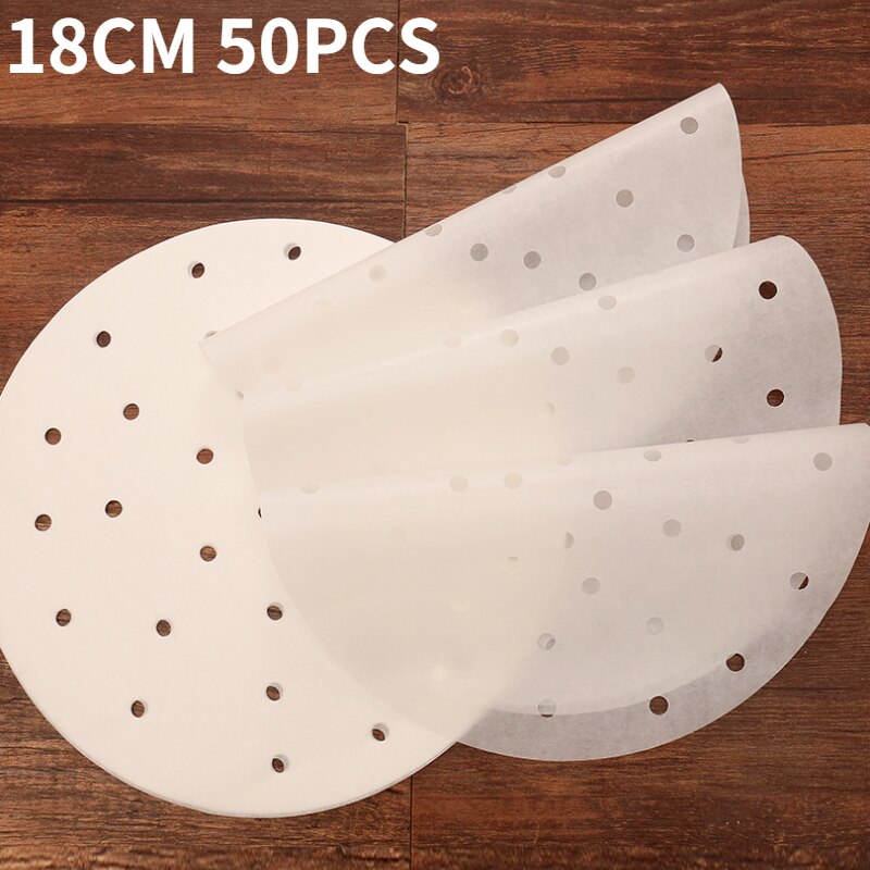 30/50PCS Paper Tray for Air Fryer Baking Silicone Oil Paper Tray Food Grade Greaseproof Oven Food Blotting Paper Baking Tool: B 18cm 50PCS