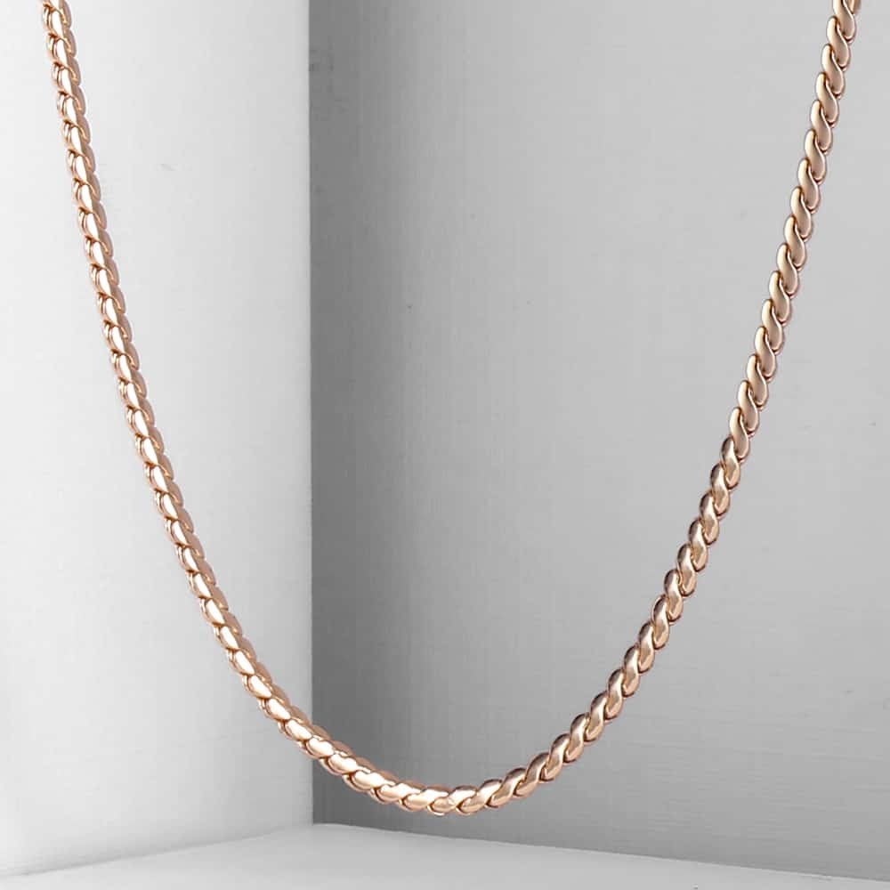 2mm Thin Women Girl 585 Rose Gold Color Serpentine Link Herringbone Chain Necklace Jewelry 20-24inch CN16