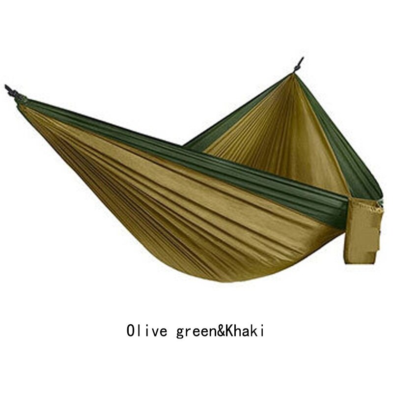 Parachute double hammock hanging bed Nylon durable ultra-light Sleeping Bed Swing Outdoor Camping tent Travel 2 Persons 2.7x1.4m: olivegreen khaki