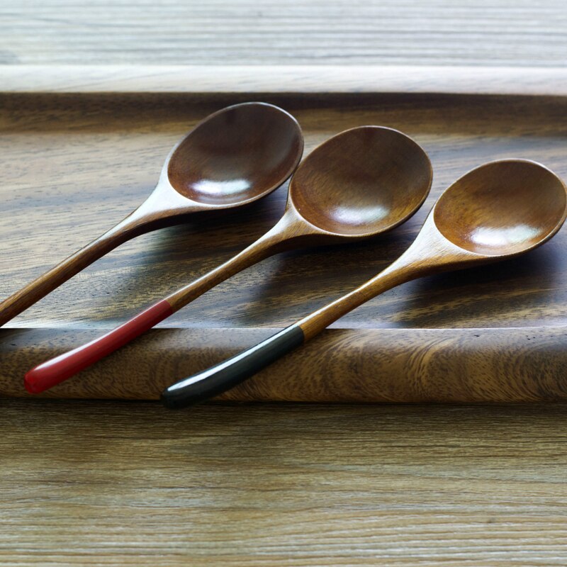 Negro rojo mango de madera cuchara Mini cucharas para sal hermosas artesanías 10 Uds de madera cocina cuchara
