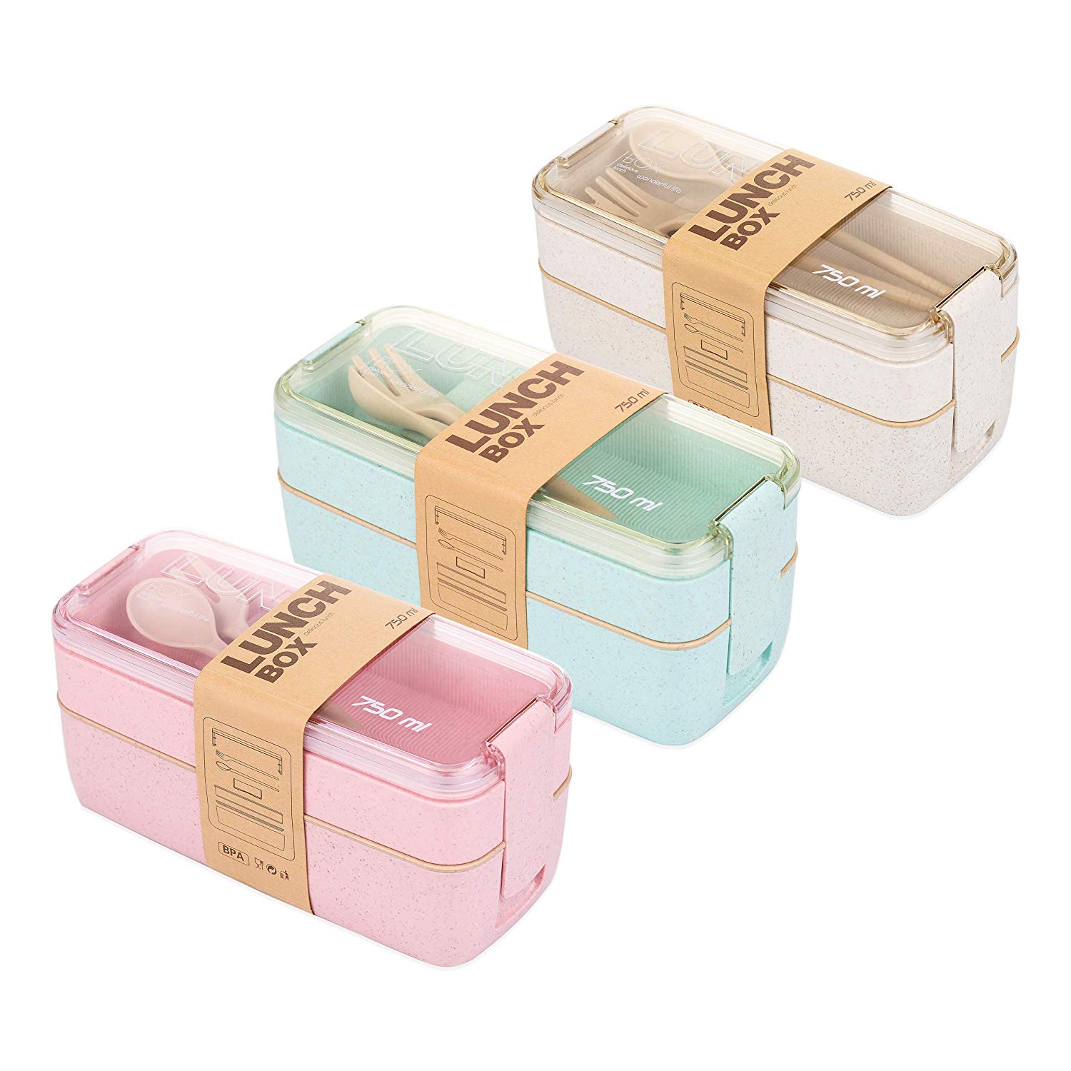 3 Layers 900Ml Health Materials Microwave Oven Lunch Box Wheat Lunchbox School Office Tableware Food Storage Container Bento Box