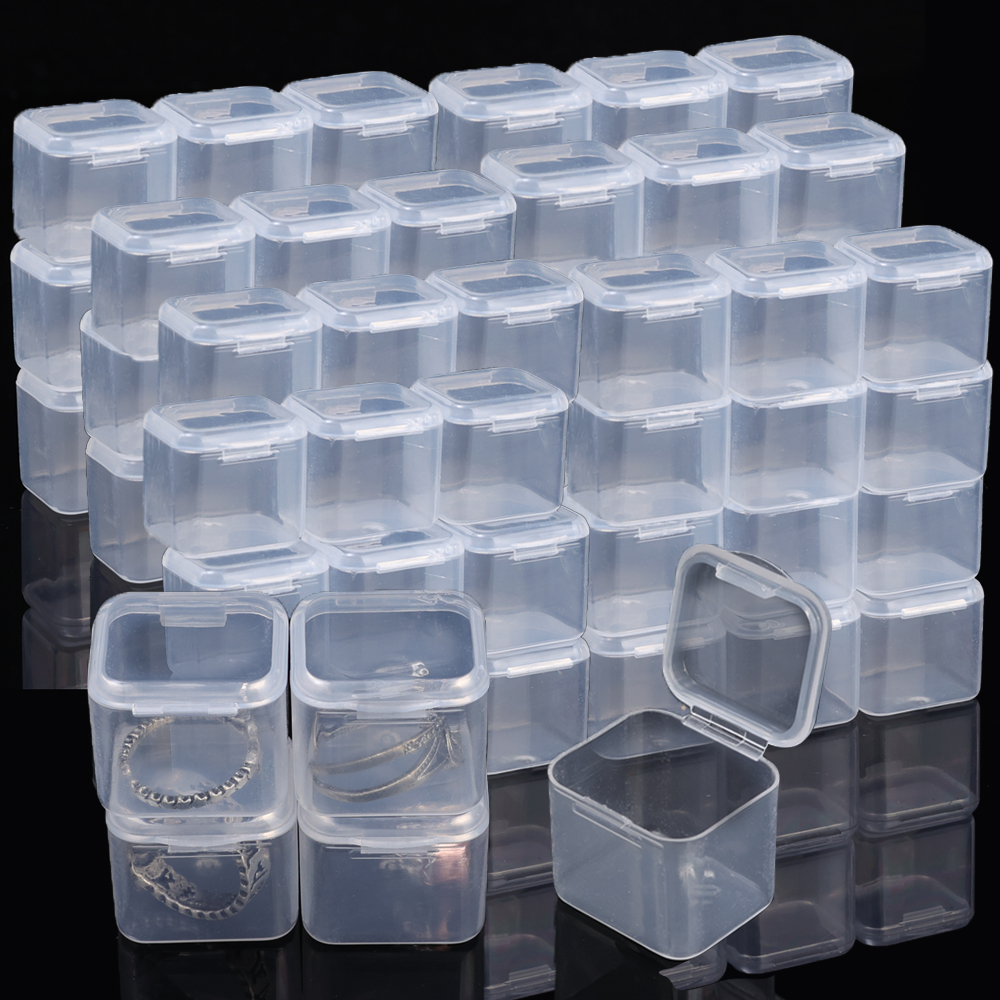 5/20 stk. mini opbevaringsboks gennemsigtig firkantet plastikemballagebeholder etui bærbar øreringe armbånd smykker opbevaringsorganisator: L