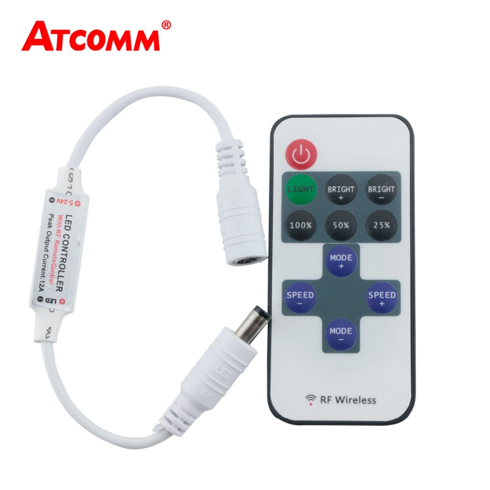 10 Keys RF Wireless Single Color Led Strip Dimmer DC 12V 10Keys Remote Controller For SMD 5050 2835 3014 5630 LED Strip Light