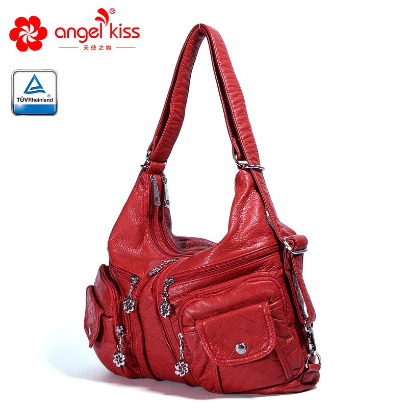 Angelkiss Europa en Amerika PU Lady Handtas Pure Kleur vrouwen Handtassen Diverse Kleuren Enkele Schouder Diagonaal Straddle Tas