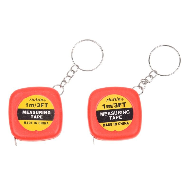 2 Pcs Multifunction Red Case 1 Meter 3 Feet Mini Tape Measure w Key Ring: Default Title