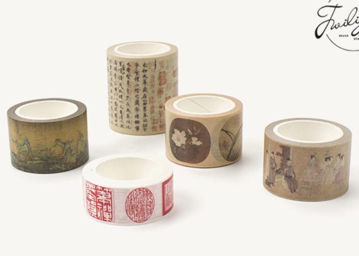 1roller/8meters Width:30mm Ancient Paper Tape Bird Flower Painting DIY Handbill Decorative Tape