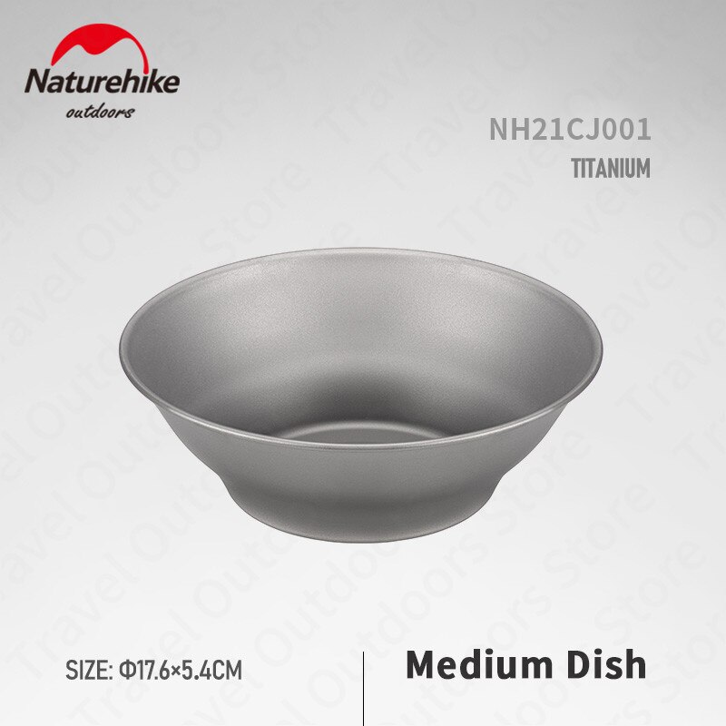 Naturehike Tragbare Titan Geschirr einstellen 200-800ml Salat Schüssel/Platte Ultraleicht BBQ Gericht draussen Abendessen Reise Abendessen platte einstellen: Mittel-Gericht
