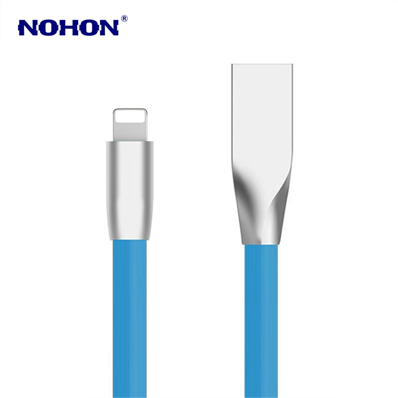 1m 2m Zinc Alloy Flat USB Data Sync Cable for iPhone 5 5S 6 6S 7 8 Plus X XS Max XR Fast Charging Mobile Phone USB Charger Cable