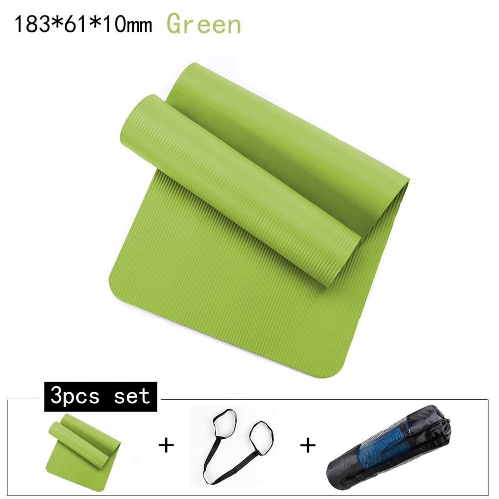 1830*610mm NBR and EVA Environmental Sports Yoga Mat For Beginner Non Slip Massage Mat Solid Color Exercise Gym Mat for Fitness: 3pcs Green 10mm