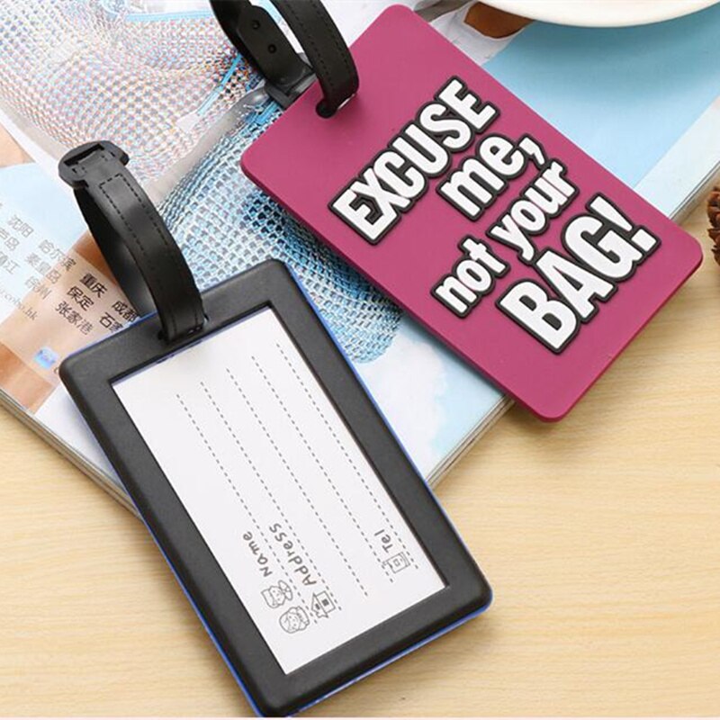 PURDORED 1 pc "Not Your Bag" Letter Luggage Tag Silica Gel Travel Accessories Cartoon Travel Suitcase Label Tag