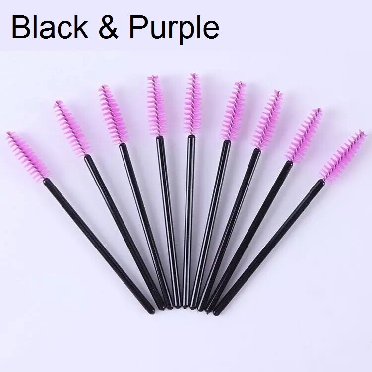 Uulzzor wegwerp wimpermascara borstels make-up kwast staafjes applicator make-up kits 7 kleuren: Zwart en paars