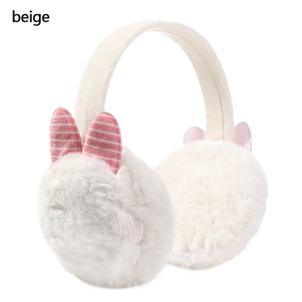 Winter Autumn Warm Faux Fur Earmuffs Cute Cat Ear Earflap Plush Earmuff for Girls Ladies Women Hairbands Ear Muffs: beige