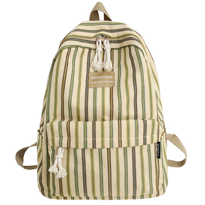 Femme toile Plaid sac à dos étudiant femmes sac d'école fille rayé mignon sacs à dos kawaii streak dames harajuku sac livre adolescent: green