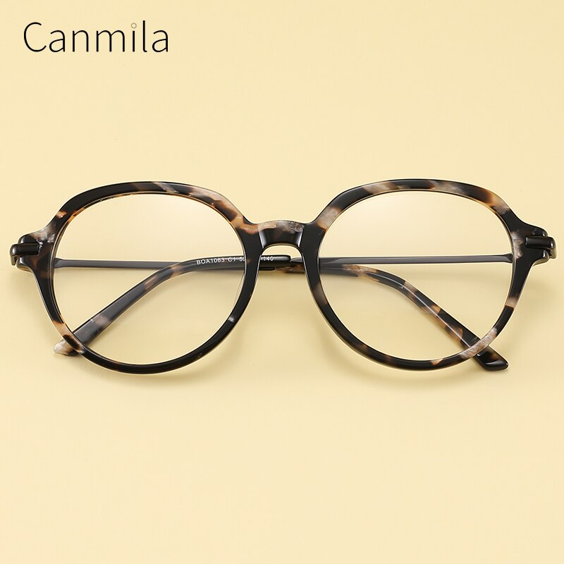 Acetate Myopia Glasses Frame Women Round Vintage Prescription Eyeglasses Retro Optical Spectacle Eyewear Canmila BOA1063
