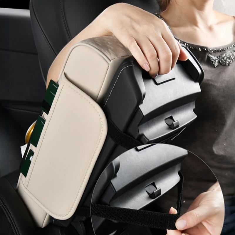 1pc PU Leder Auto Mittelarmlehne Kasten Kissen mit Doppel Lagerung Taschen, Universal- Höer Pad Auto Innen Zubehör