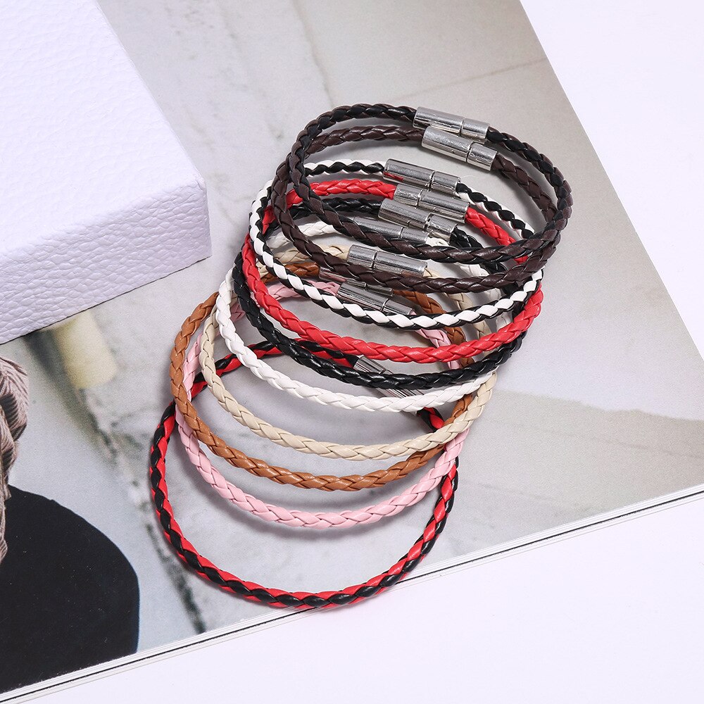 Kleurrijke Gevlochten Handgemaakte Lederen Wrap Armbanden Voor Vrouwen Koperen Gesp Charms Armband Mannen Sieraden