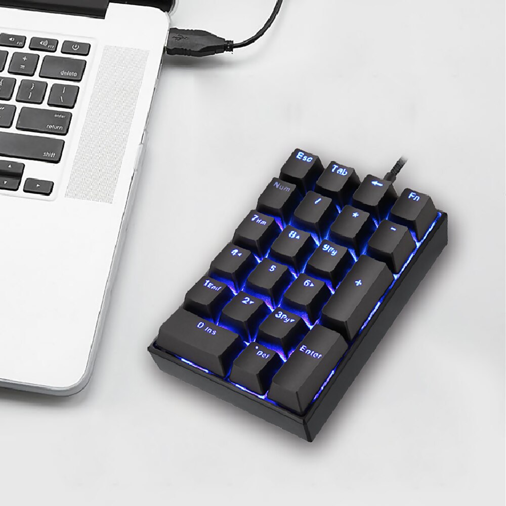 Motospeed K23 OSU Mechanical Numeric Keypad Wired Mini Numpad LED Backlight Keyboard Extended Layout Blue/Red Switch for Cashier