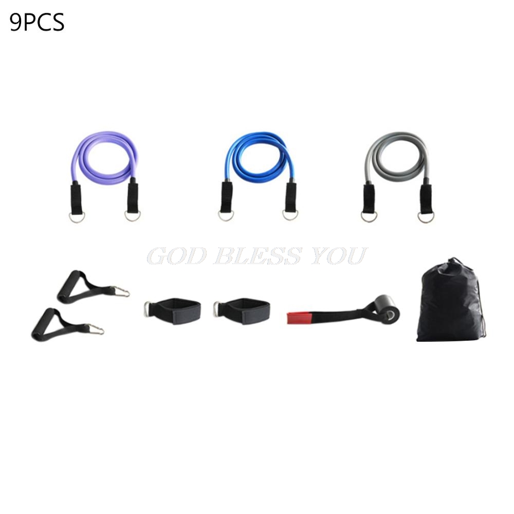 Exercise Resistance Bands with Handles 5 Fitness Workout Bands Stackable up to 110 lbs Training Tubes with Large Handles Ankle: 9 piece set for men