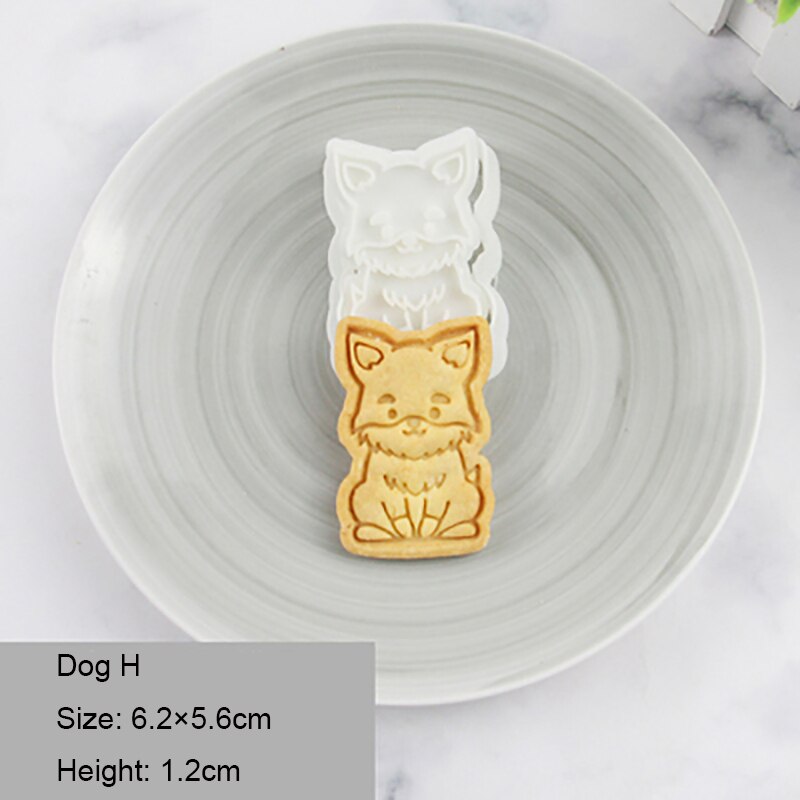 1Pc Hond Cookie Cutters Biscuit Mold Vorm 3D Cookie Plunger Cutter Cartoon Cookie Embosser Mold Fondant Icing Biscuit Snijden sterven: H