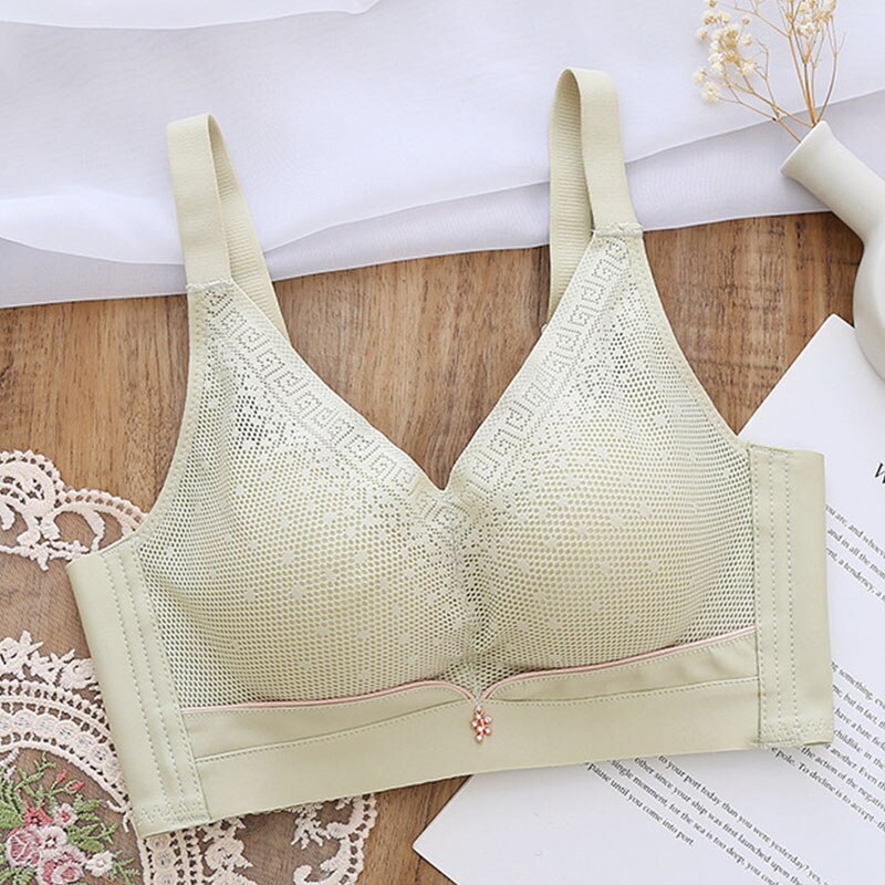 Spring Summer Ladies No Steel Ring Bra Anti-Sagging Latex Cotton Underwear Soft Father Tube Top Small Chest Breathable Bra