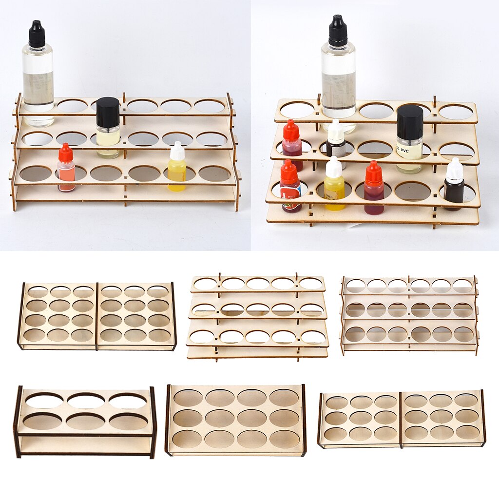 Wooden Paint Rack Stand Storage Shelf Painting Ink Bottles Stand Spraying Bottles Holder Organizer for DIY Art Painting Tool