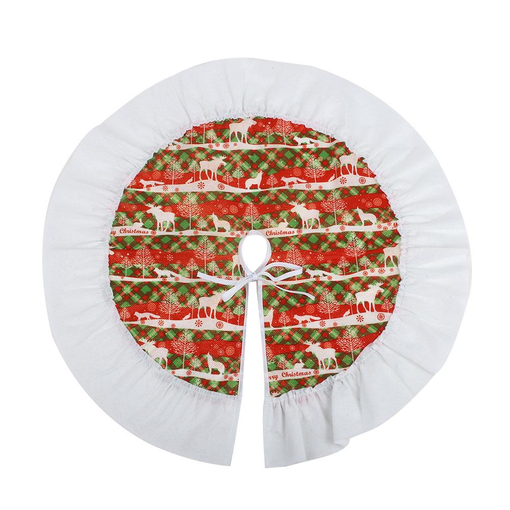 60CM Christmas Tree Skirt Deer Pattern Cover Decoration Supplies Small Size