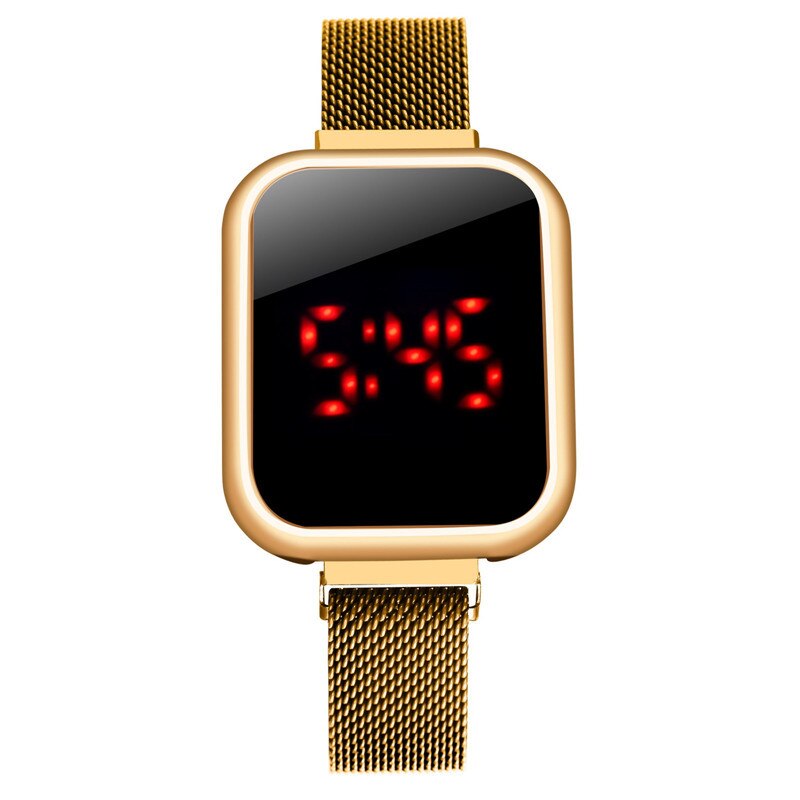 Women Magnet Watchband Wristwatch Touch Screen LED Digital Sports Watch Women Electronic Watches: gold