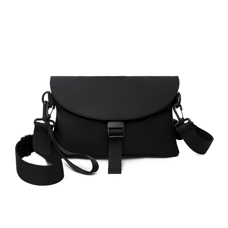 Persoonlijkheid straat hiphop schouder messenger tassen mobiele telefoon tas paars zwart canvas grote strandtassen bolsos: Zwart
