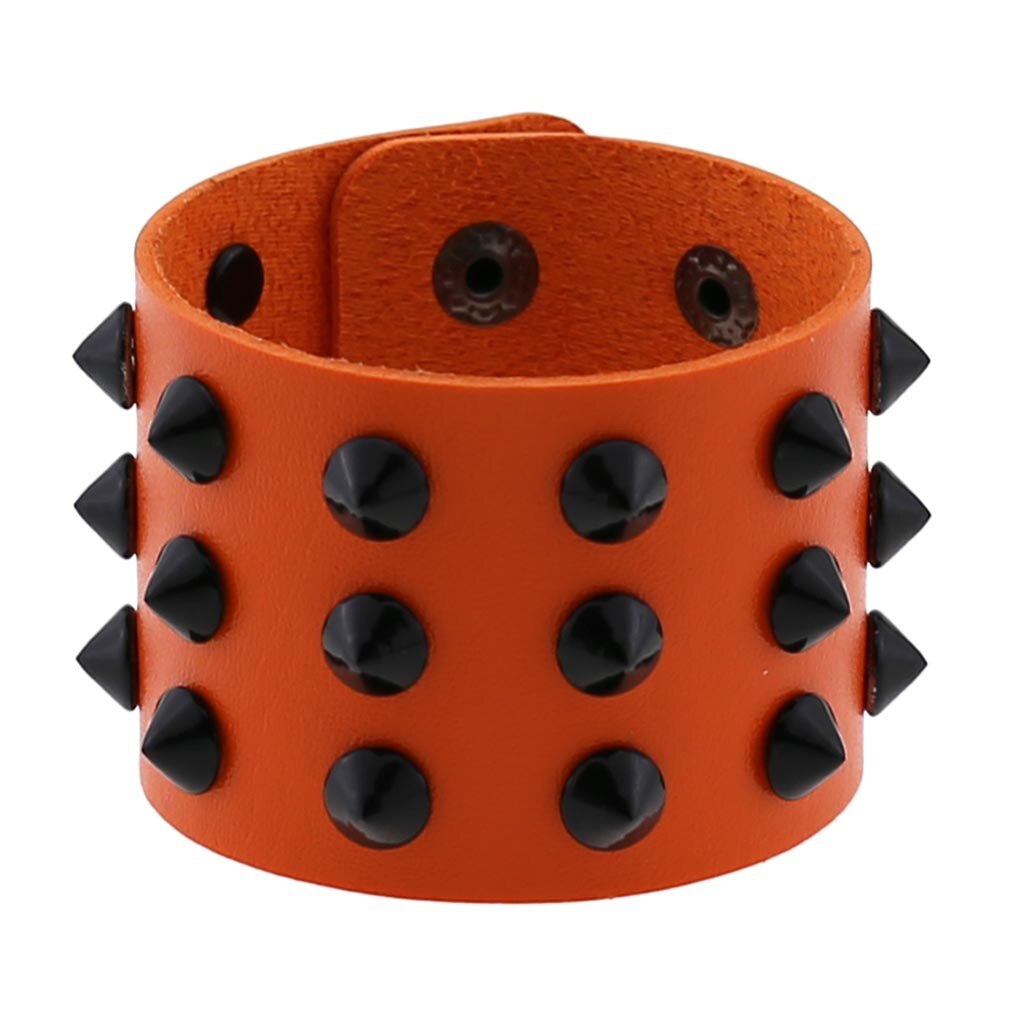 Bracelet gothique Punk Steam pour hommes, noir, blanc, rouge, en cuir pour femmes et hommes, bouton pression, bijoux: Orange