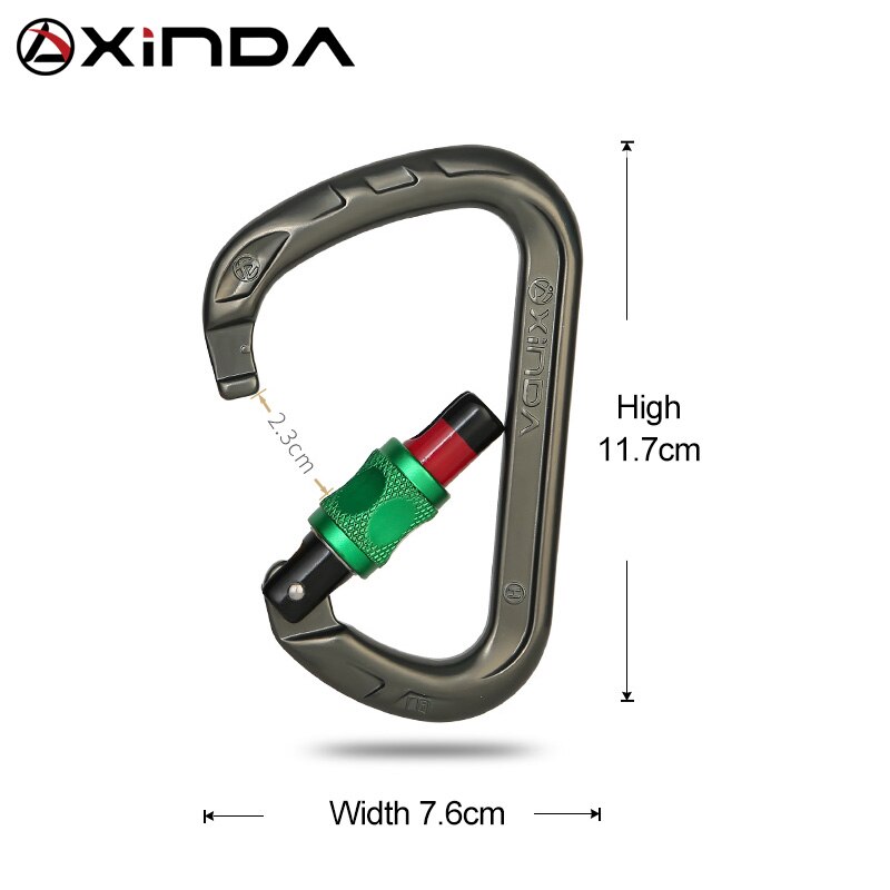Xinda outdoor D-shape rock climbing carabiner aluminum mountaineering Screw Auto safety buckle climbing carabiner