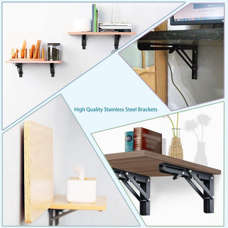 8 Inch Stainless Steel Folding Shelf Bracket Heavy Duty Stainless Steel Bracket Tripod Support