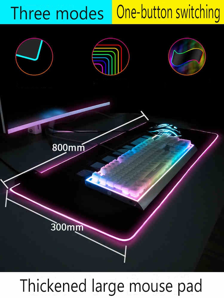 Mairuige grande taille rvb jeu tapis de souris Cool brillant LED couleur serrure caoutchouc univers galaxie USB clignotant ordinateur clavier tapis
