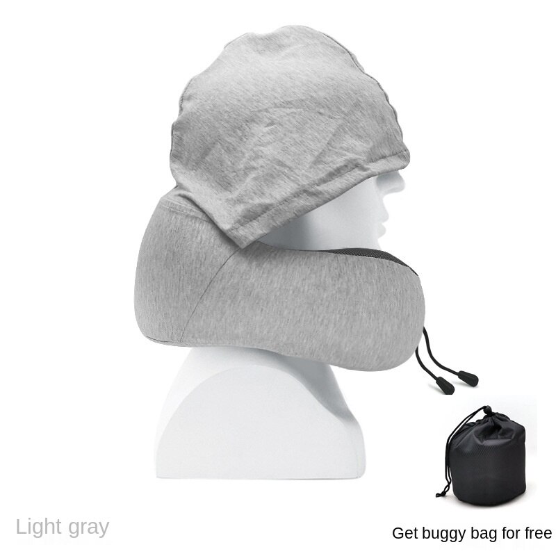 Multifunctionele Nekkussen U-Vormige Draagbare Memory Foam Head Cover Zachte Platte Dutje Reizen: Light Grey