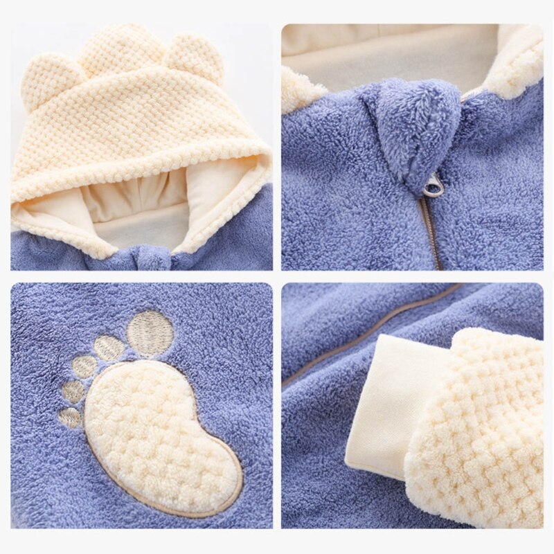 Karikatur Bär Baby Hoodie Strampler Winter Herbst Langen Ärmeln Neugeborene Baby Mädchen Kleidung Baby Jungen Gesamt Bodysuit Für Kleinkind