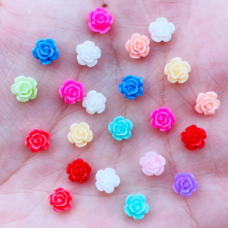 100 Stuks 5mm Kawaii Leuke Gemengde Bloemen Plat Hars Cabochons Scrapbooking DIY Sieraden Ambachtelijke Decoratie Accessorie A41
