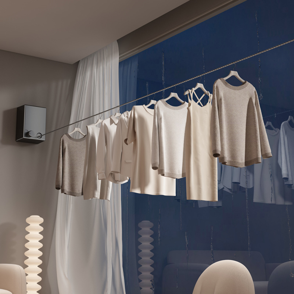 Retractable Clotheslne Stainless Seel Pull-Out Clothes-Drying Macunie Ripe Space-Saving Clothes Drying Rak For Household 1/3pcs