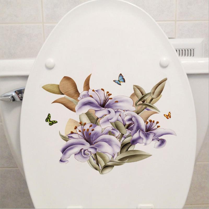 Wc Deksel Sticker Bloem Patroon Vinyl Art Waterdicht Behang Verwijderbare Badkamer Decals WC Toilette Poster