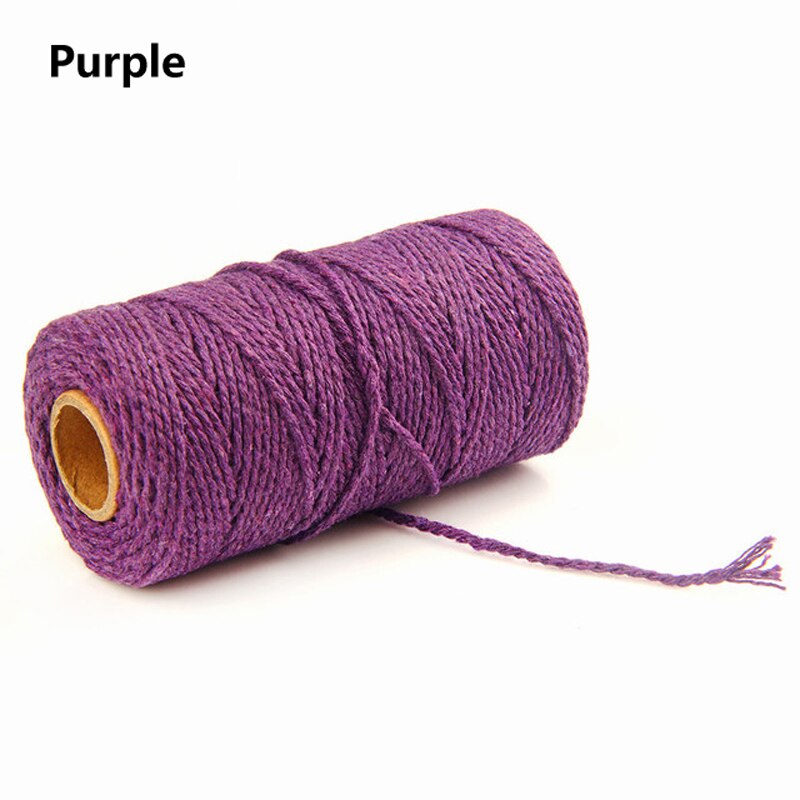 100 Yards 2mm Braided Cotton Cords Twisted Macrame Hand Knitted Cord for Handmade Sewing Thread DIY Craft Decoration Supplies: Purple