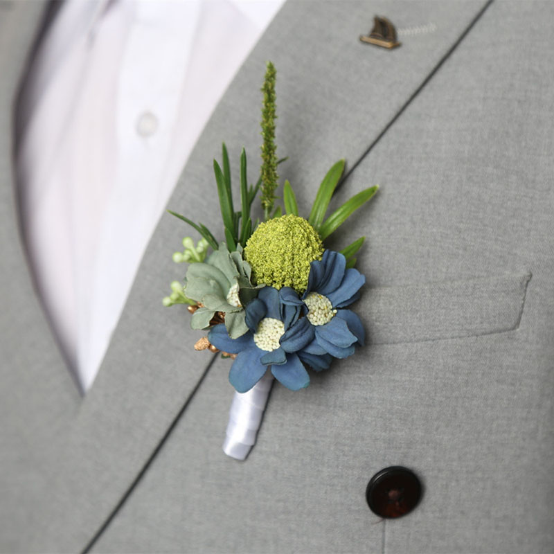 Tulipan corsage mænd bryllup hvid boutonniere blomster kunstig silke rose brocher brudepige gomsmænd festtilbehør: Grå