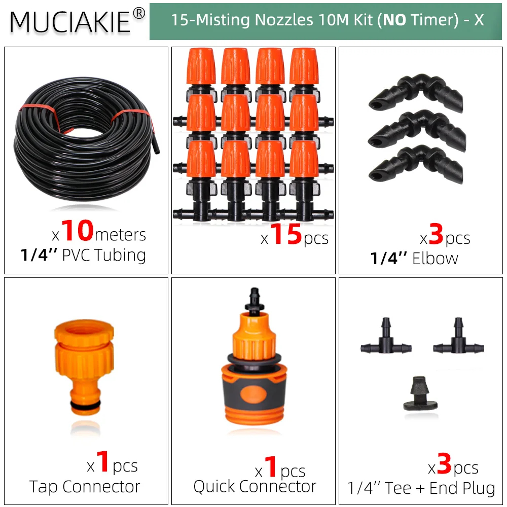 10-50m orange justerbare tågevandingssystem automatisk havevanding kølesæt 1/4 '' pvc hovedledningsslange have: Hvid