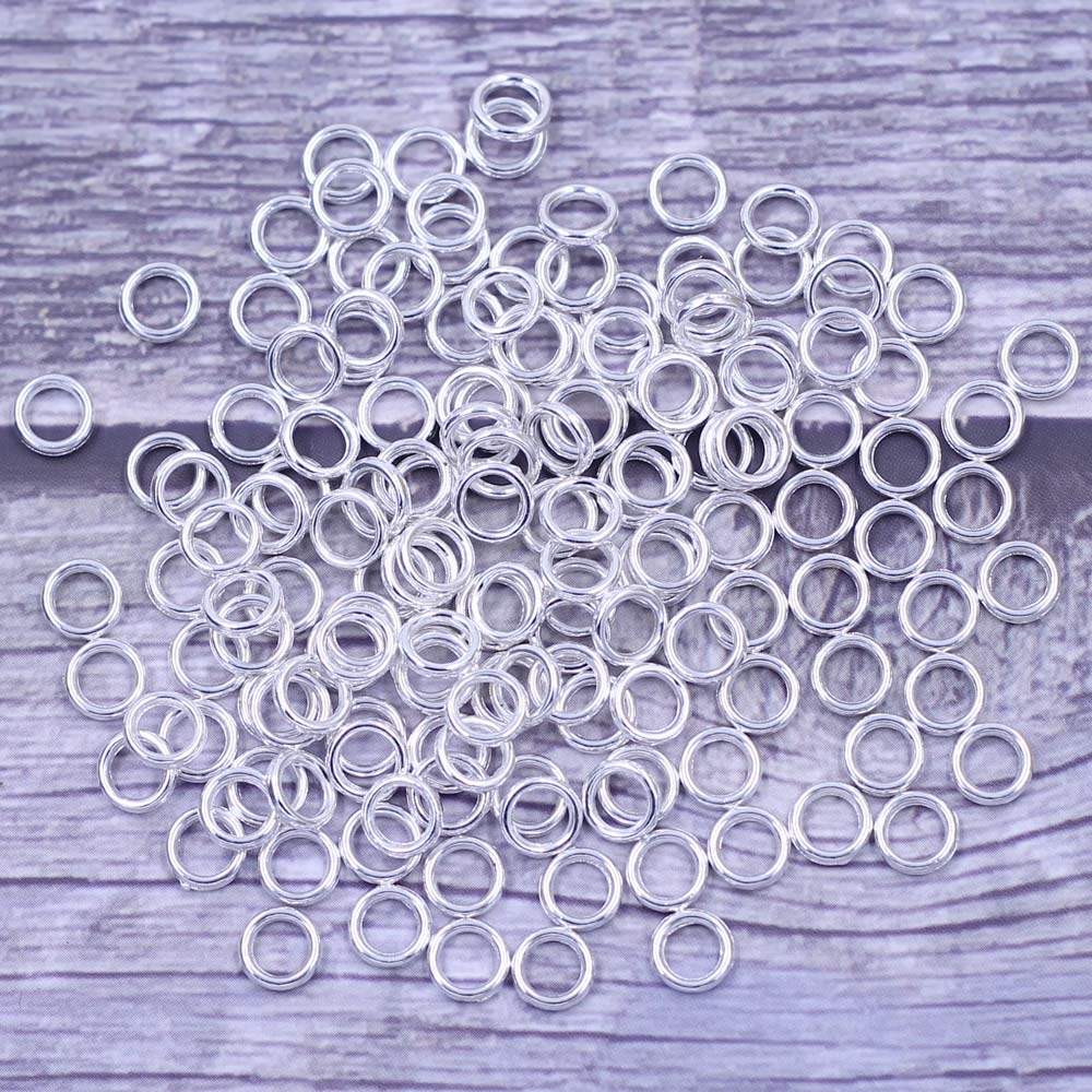 200 sztuk posrebrzany okrągły Metal lutowane zamknięte Jump pierścionki biżuteria DIY dokonywanie ustalenia 6mm