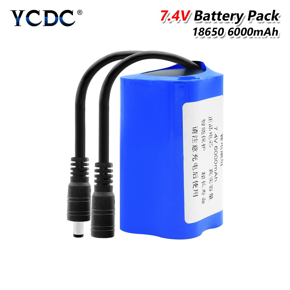 7.4V 6000mAh 18650 Lithium Ion Battery Pack (4pcs 18650 Li-ion Batteries) + DC Plug For Game Player LED Lamp Sweeping Machine