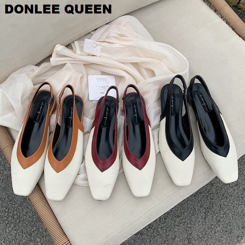 Dames Sandalen Lage Hakken Elegante Mule Schoenen Vrouwen Casual Slingbacks Dame Lente Schoenen Slip Op Sandaal Muilezels Zapatos Muilezels