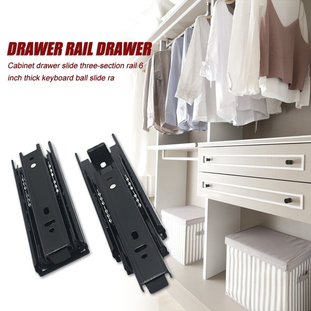 Drawer Slides Cabinet Buffer Damping Guide Rail Ball Bearing Three Section for Household Bedroom Ornaments