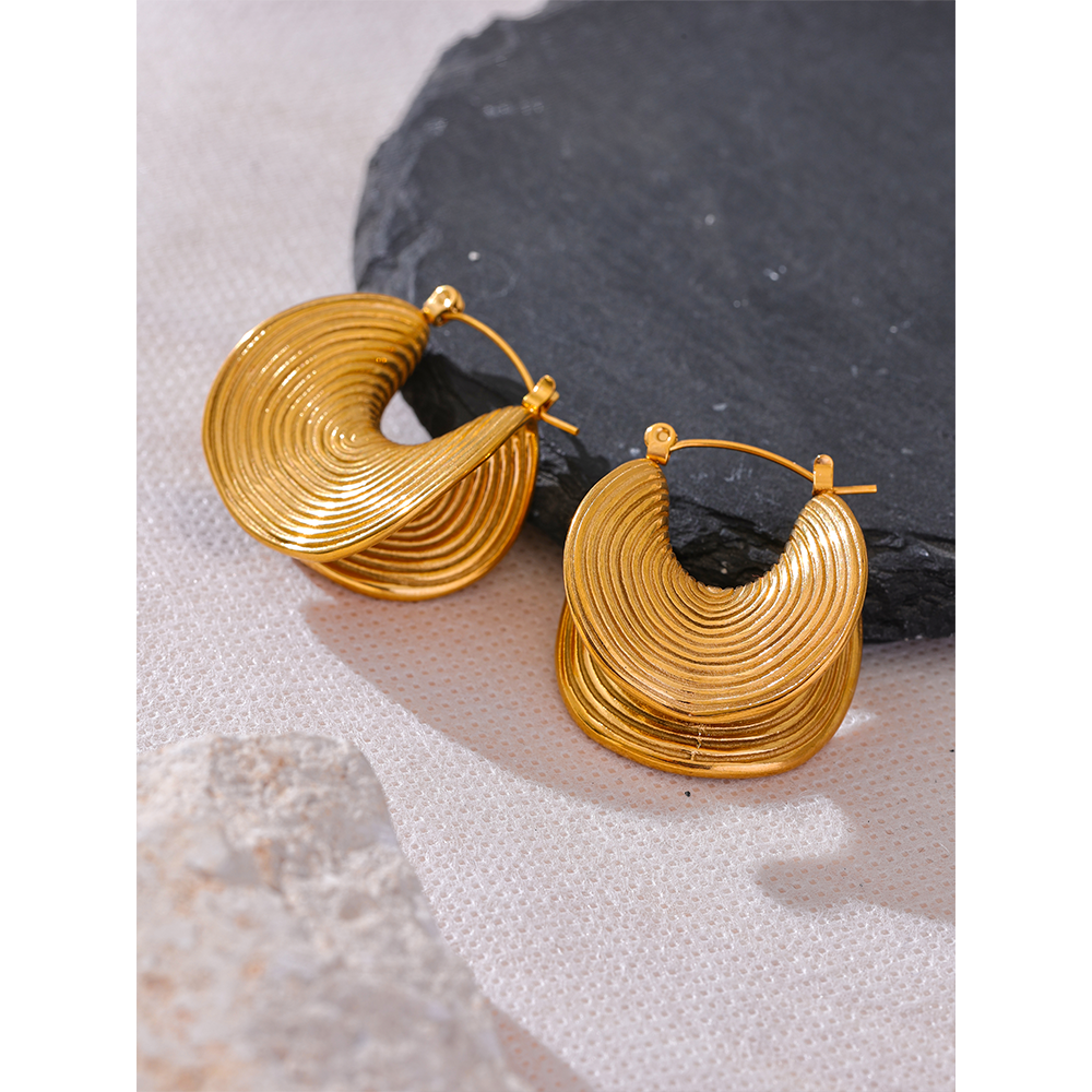 Yhpup-pendientes geométricos únicos y elegantes de acero inoxidable, resistentes al agua, joyería creativa de Metal con temperamento de Color dorado para mujer