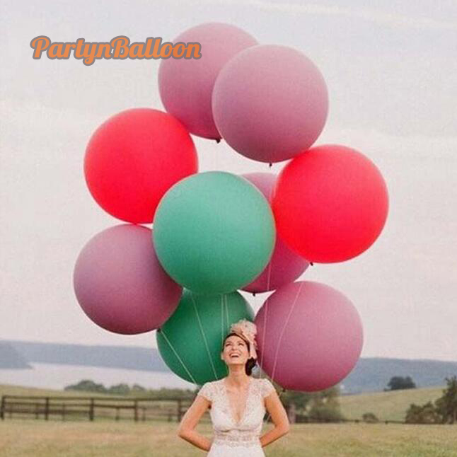 Globo de de cumpleaños de boda redondo gigante de 5 piezas, 36 pulgadas 90 CM plano grande Luft 3 pies globo de decoración