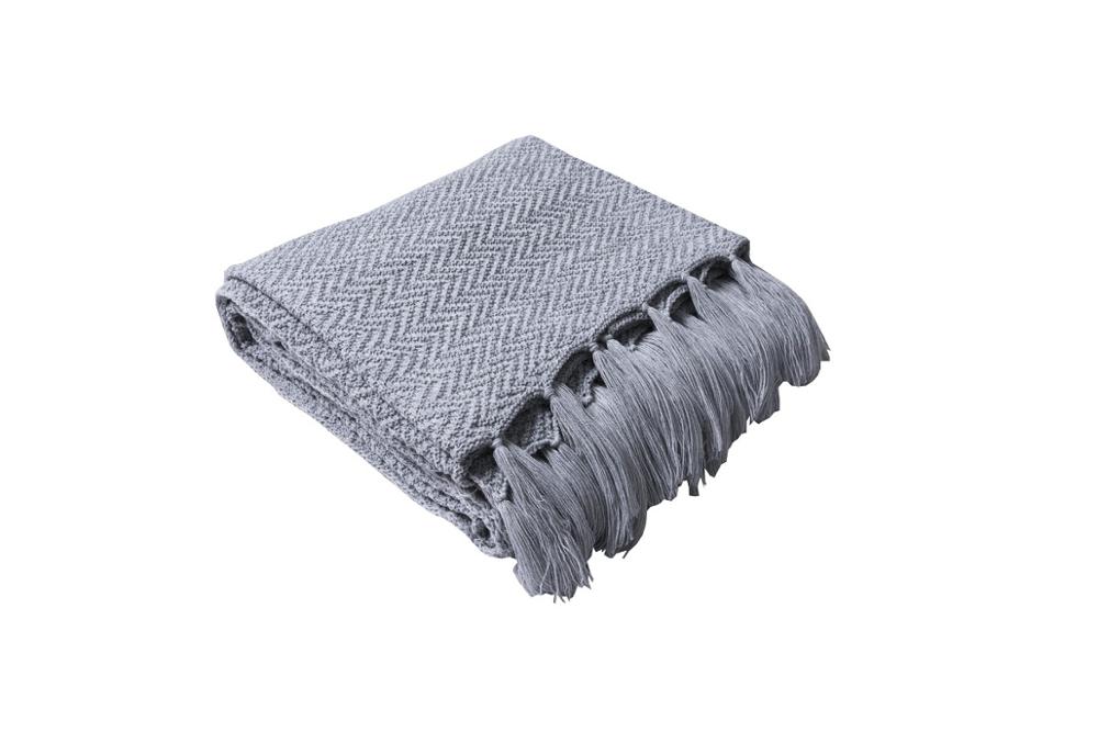 Thuis bank deken dikke gebreide deken zachte reis vliegtuig deken 100%  katoenen deken: Lichtgrijs