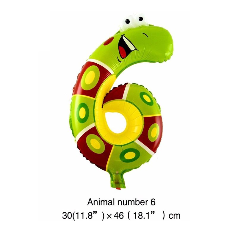 1Pcs 16 Inch Animal Number Foil Inflatable Balloons Kids Party Wedding Happy Birthday Decoration Air Balloon Children's: 6